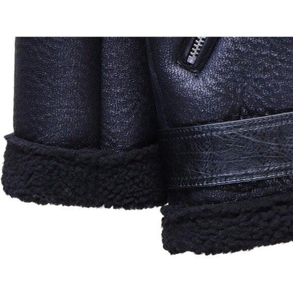 ⚡Women's Faux Lamb Black Shearing Moto Jacket Thick Lined Parka Leather Jacket - Picture 6 of 6